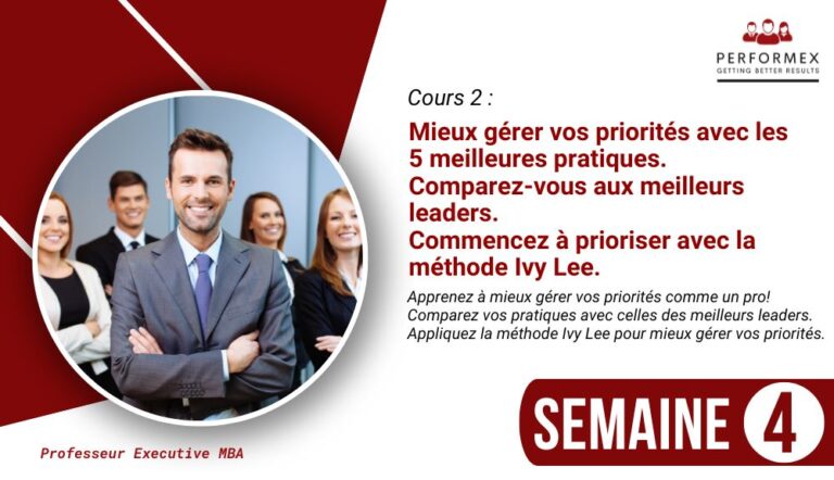 2. Parcours Priorités : Mieux gérer vos priorités avec les 5 meilleures pratiques. Comparez-vous aux meilleurs leaders. Commencez à prioriser avec la méthode Ivy Lee